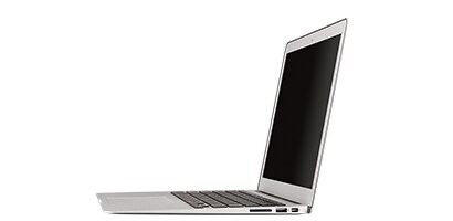 Computer portatile voltato per mostrare l'effetto di oscuramento per la privacy