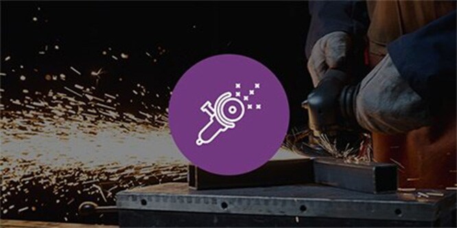 immagine di sfondo del taglio del metallo con icona illustrativa
