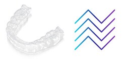 Allineatori 3M™ Clarity™ Force accanto ad un'icona con linee angolate.
