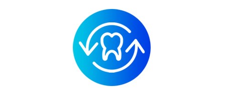 Icona che mostra un dente con due frecce intorno
