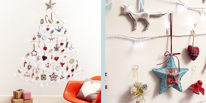 Idea per la decorazione dell'albero di Natale a parete
