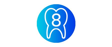 icona che mostra un dente con un 8 al suo interno
