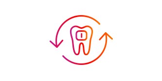 Immagine di un dente con un attacco ortodontico racchiuso in frecce cicliche
