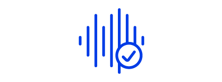 Icona di onda di frequenza lineare, figura a linee blu su sfondo bianco.
