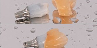 È stato preparato un moncone 3M™ Lava™ Plus Zirconia costituito da due componenti.
