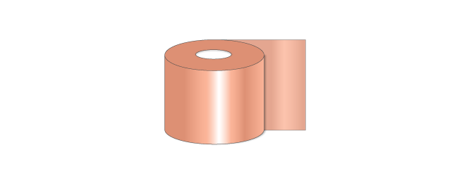 Illustrazione di nastri in lamina conduttiva con materiale in rame.
