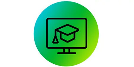 Computer con l'icona del cappello da laureato
