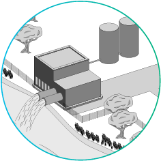 Icona del processo di disinfezione e scarico