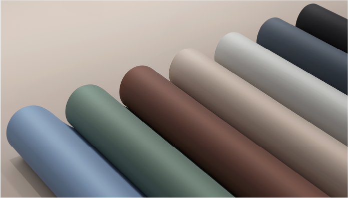Rotoli di pellicole di laminati adesivi con colori audaci nelle tonalità della terra
