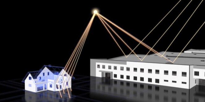 Grafico che mostra la luce riflessa dagli edifici
