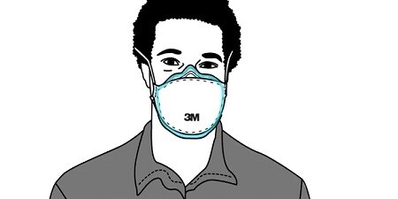 Uomo con maschera respiratoria 3M 
