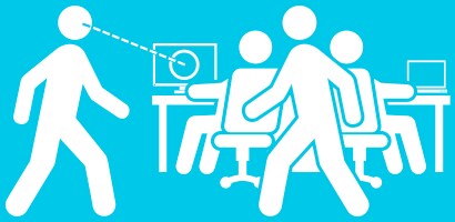Immagine di una persona che cerca di spiare lo schermo di un computer
