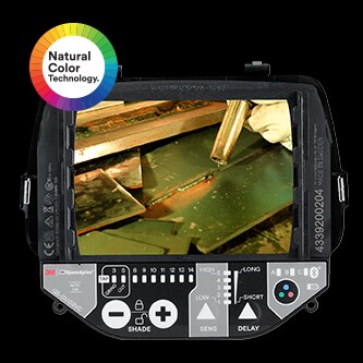 primo piano della lente Speedglas ADF con tecnologia Natural Color
