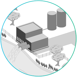 Icona di illustrazione del trattamento completo delle acque reflue