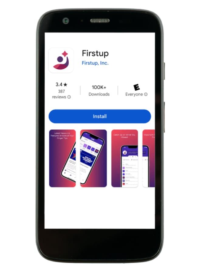 Uno smartphone che mostra l'app Firstup.
