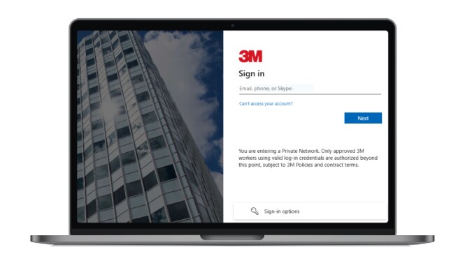 Un laptop che mostra la schermata di accesso all'app My 3M.
