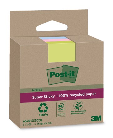 Scopri la nostra collezione di colori dei Foglietti Post-it® Super Sticky riciclati