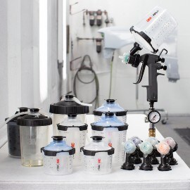Tutti i componenti del Kit Performance Spray Gun come ugelli
