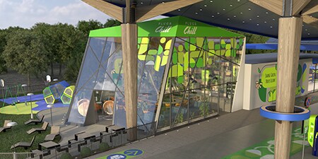 Vetrate della stazione di ricarica EV rivestite da pellicole per vetri.
