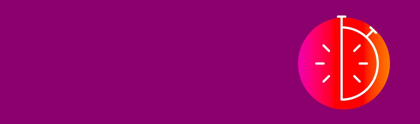 Purple banner showing a stopwatch icon
