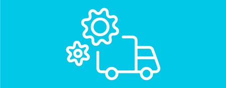 Icona di un camion per la logistica che rappresenta un’ordinazione e un assemblaggio efficienti

