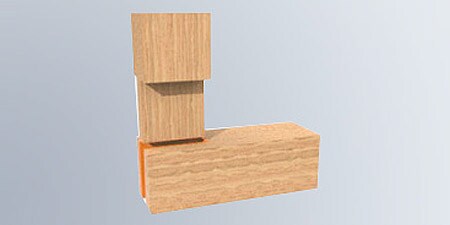 Blocchi di legno tenuti insieme dalle giunzioni a tenone e mortasa
