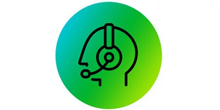 Icona di persona con auricolare
