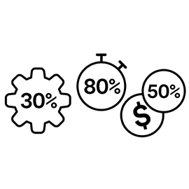 Grafico che rappresenta il risparmio di tempo e dei costi della rete AnywireASLINK