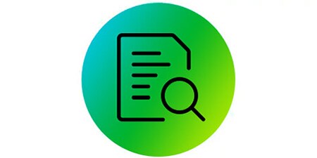 Icona di carta e lente d'ingrandimento
