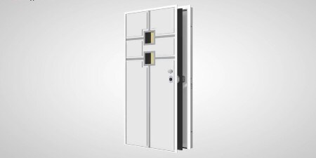 rappresentazione della porta d'ingresso su sfondo grigio
