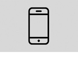 Immagine che mostra l'icona di uno smartphone nero su sfondo grigio