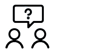 Sagoma di due persone e una nuvoletta con un punto interrogativo
