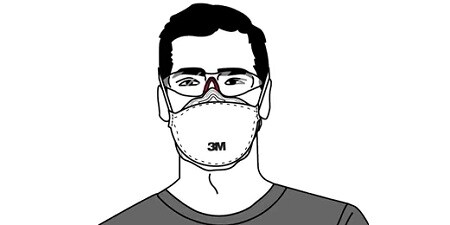 Uomo con una maschera respiratoria 3M 
