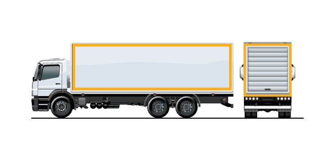 Camion che mostra il posizionamento del nastro di visibilità ECE104
