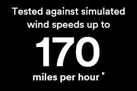 Testate con velocità di vento simulate fino a 170 miglia all'ora (273 Km/h).
