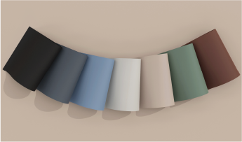 Pellicole architettoniche dai colori audaci su sfondo neutro
