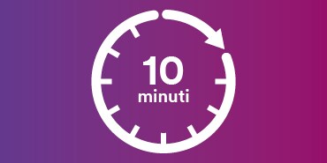 Infografica che mostra un orologio che indica 10 minuti
